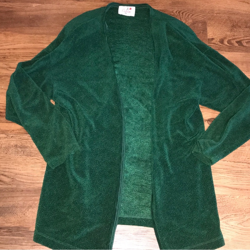 VINTAGE VINTAGE Cozy Open-Front Green Women’s Cardigan Sweater S- M